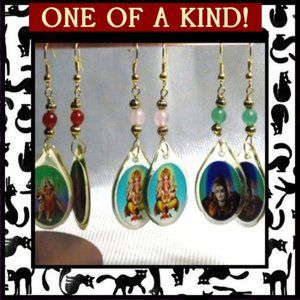 Three Pairs Hindu Deity Earrings